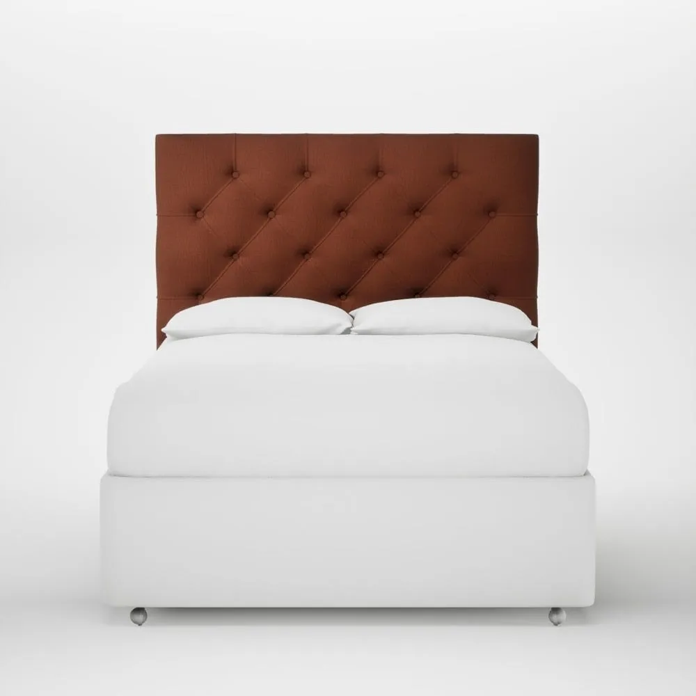Heal's Balmoral Headboard Lift Storage Double Smart Cotton Linen Rust