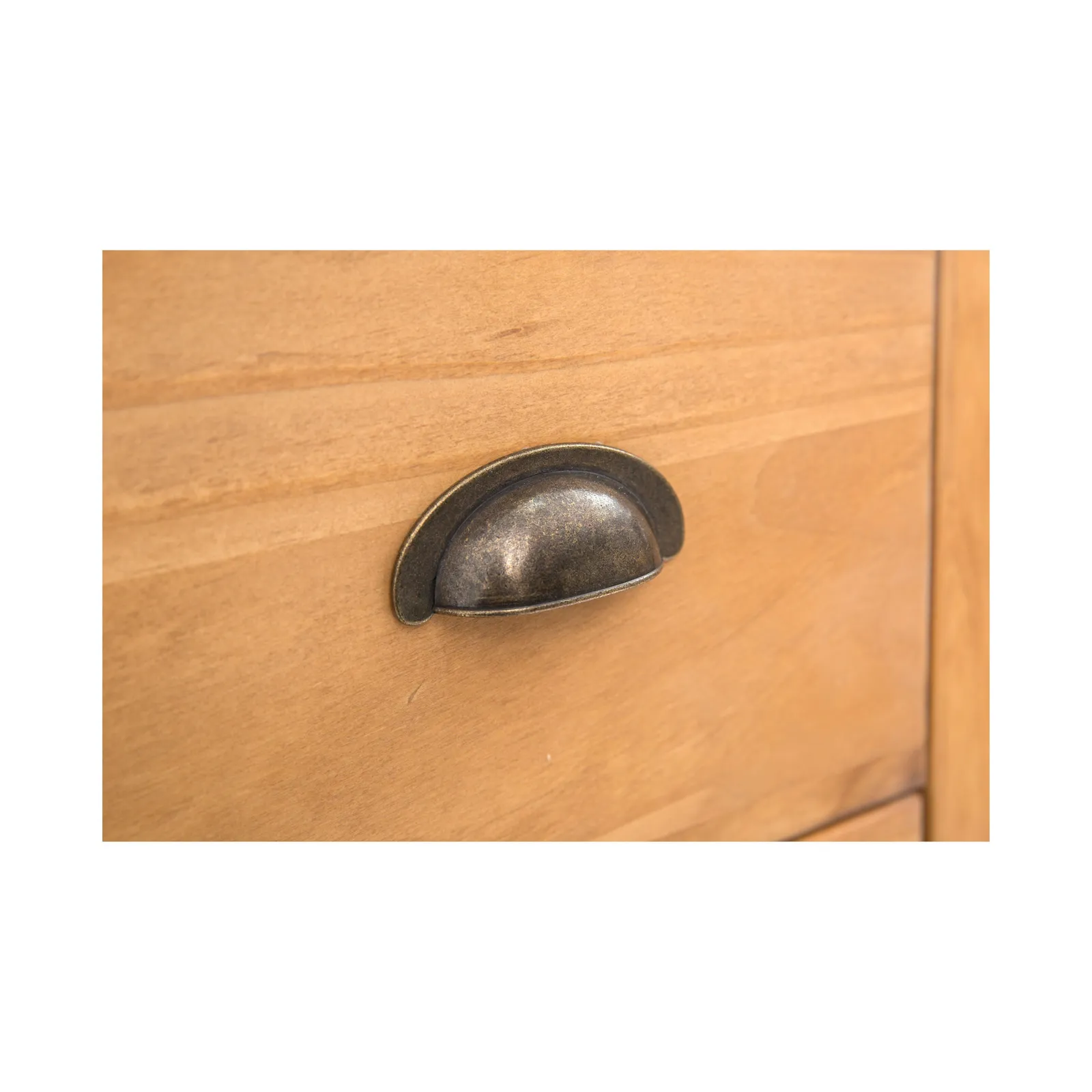 Cabinet Bits Lucca 3 Drawer Desk - Dressing Table Brass Cup Handle in Light Brown 5