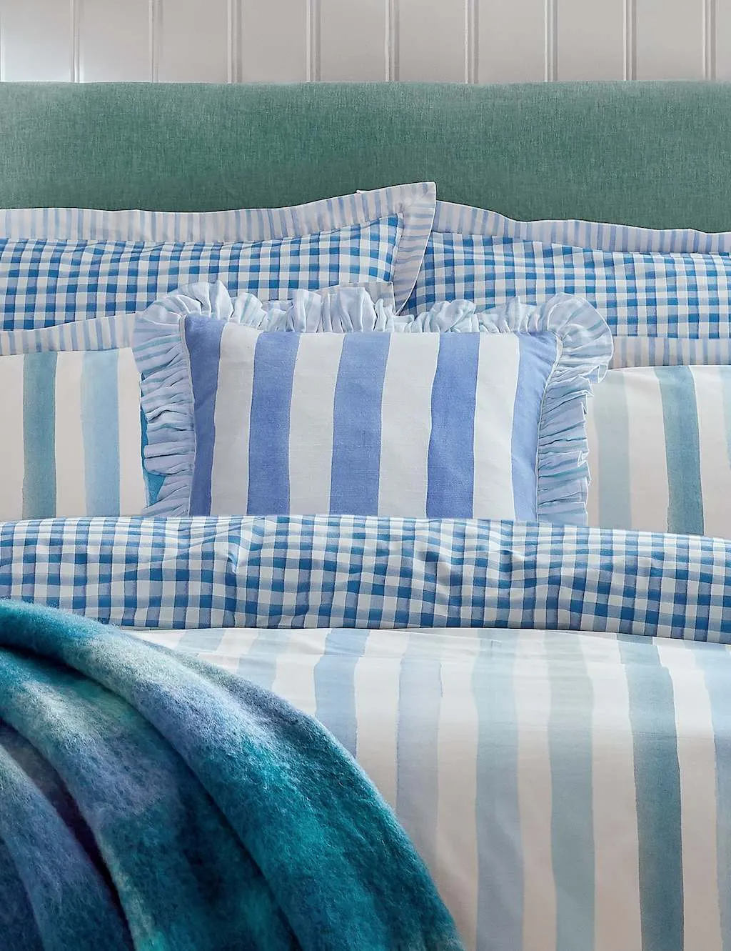 Bluebellgray Pure Cotton Striped Cushion Blue Mix