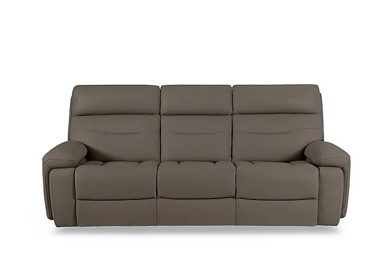 Cinemax Leather 3 Seater 3 Cushion Sofa - Natural Olive