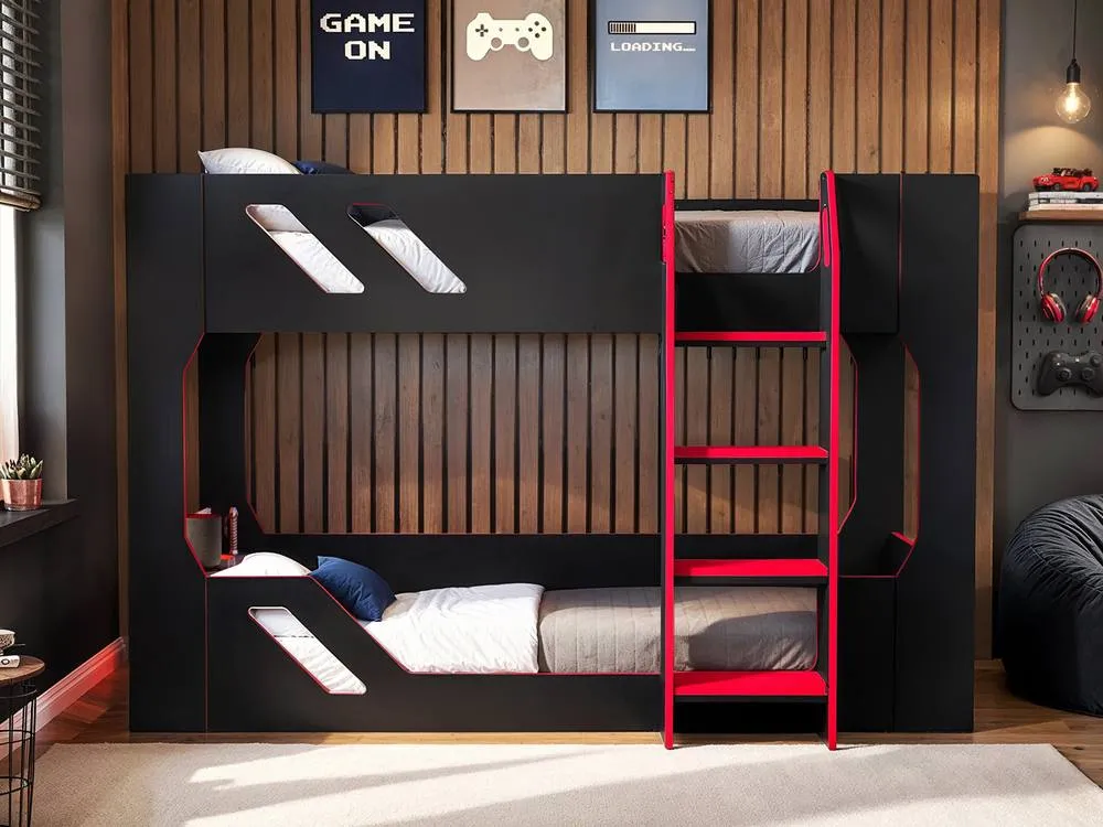 Flair Shuttle Gaming Bunk Bed Black & Red 2