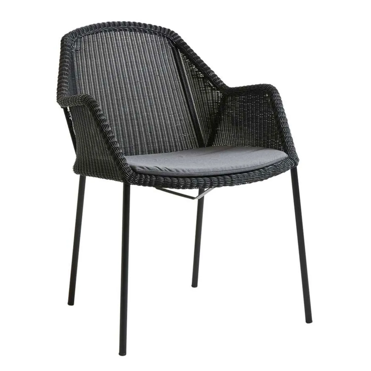 Cane-line Breeze Outdoor Set of 2 Stackable Chairs with Seat Cushion