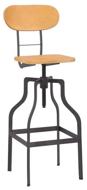 netfurniture Epic Bar Stool Industrial Stool Natural Wood Height Adjustable