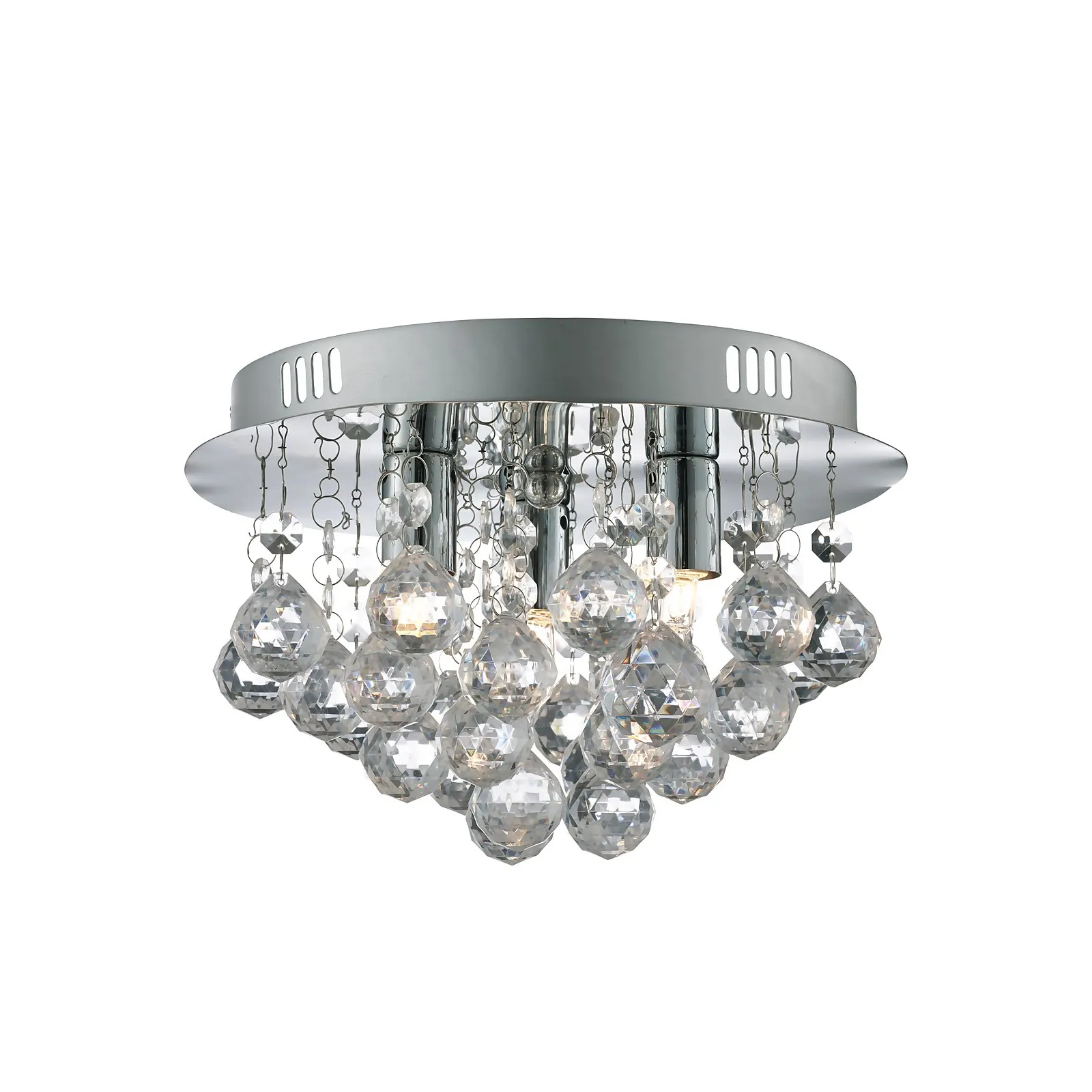 3 Light Flush Ceiling Light - Chrome & Clear Acrylic