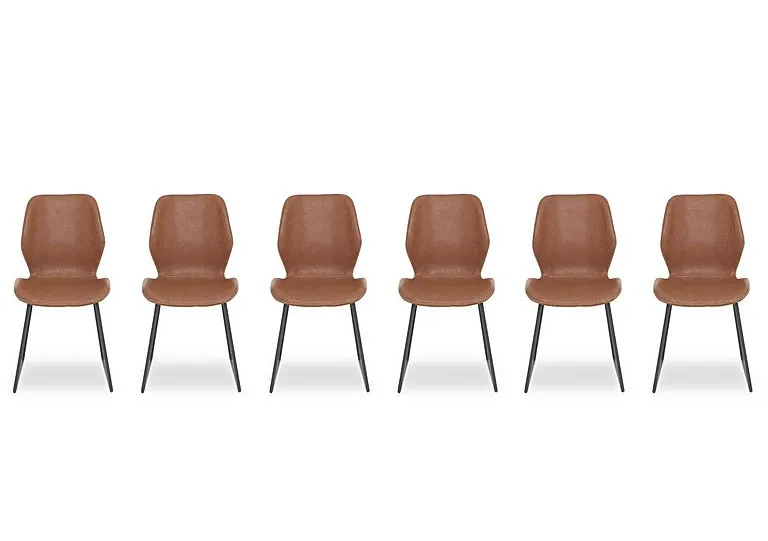 Pedro Set of 6 Faux Leather Ski Leg Dining Chairs