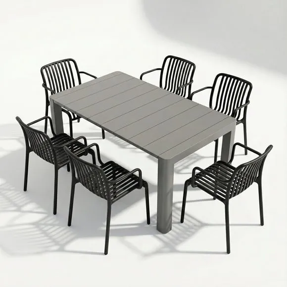 Modura Henrik Rectangular Dining Table with 6 Alma Armchairs 2