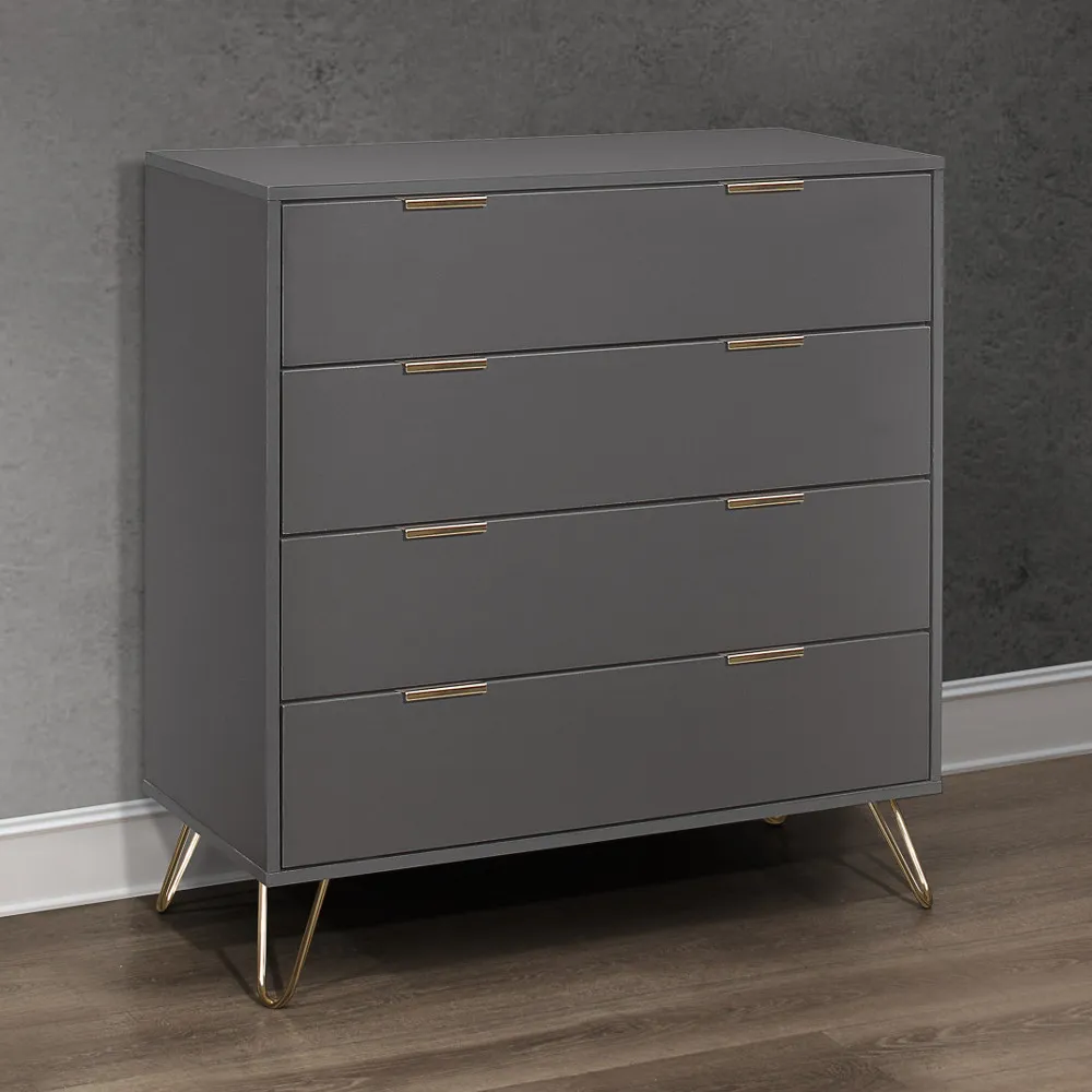 Arlo Charcoal Wooden 4 Drawer Chest