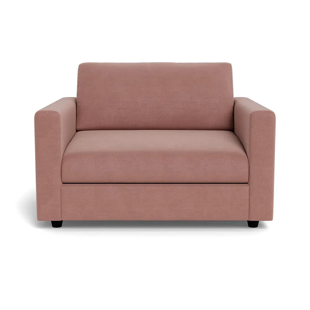 Heal's Nimbus II Loveseat Smart Luxe Velvet Dusky Pink Black Feet 2