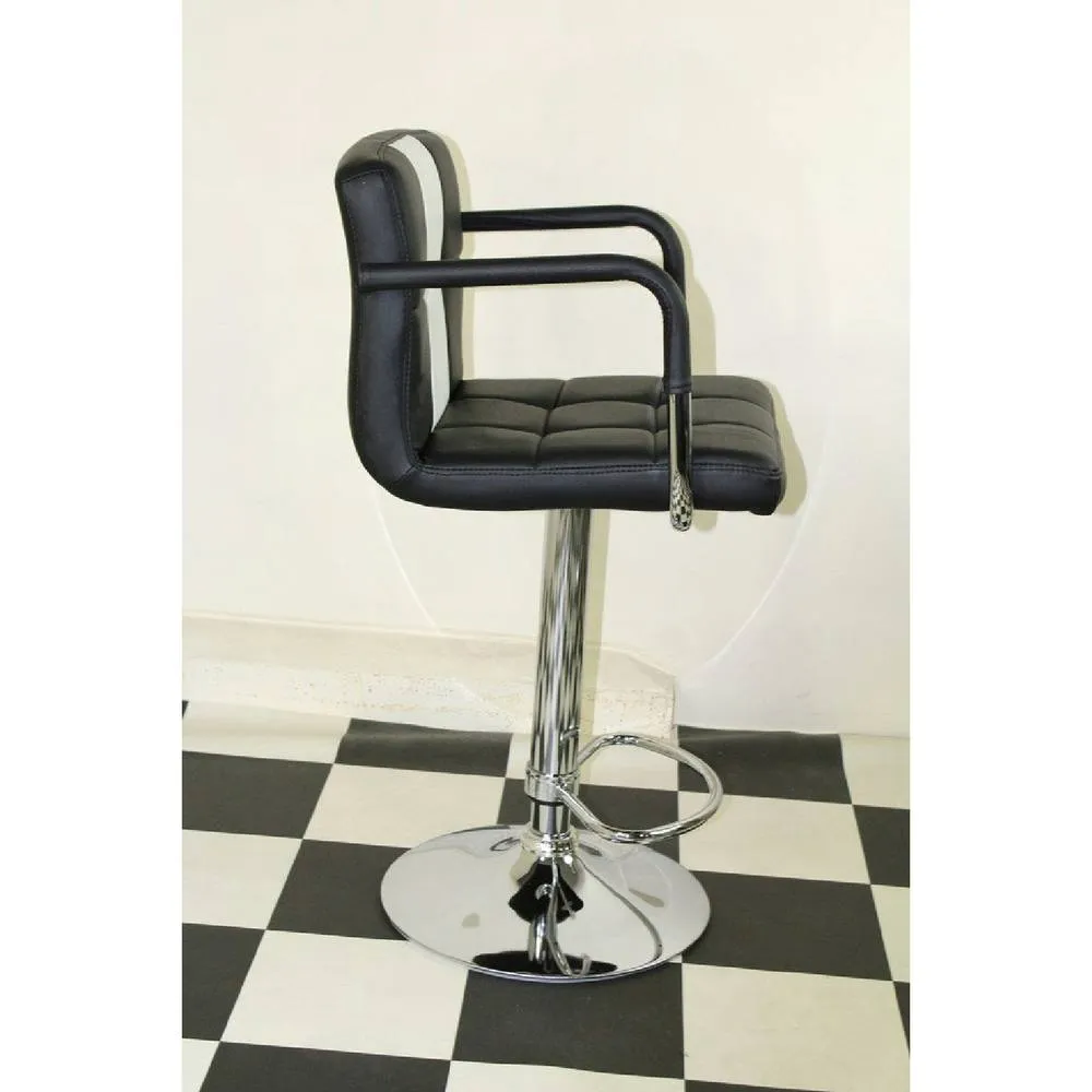 netfurniture Pair Boton Retro Diner Bar Stools Black White Height Adjustable 2