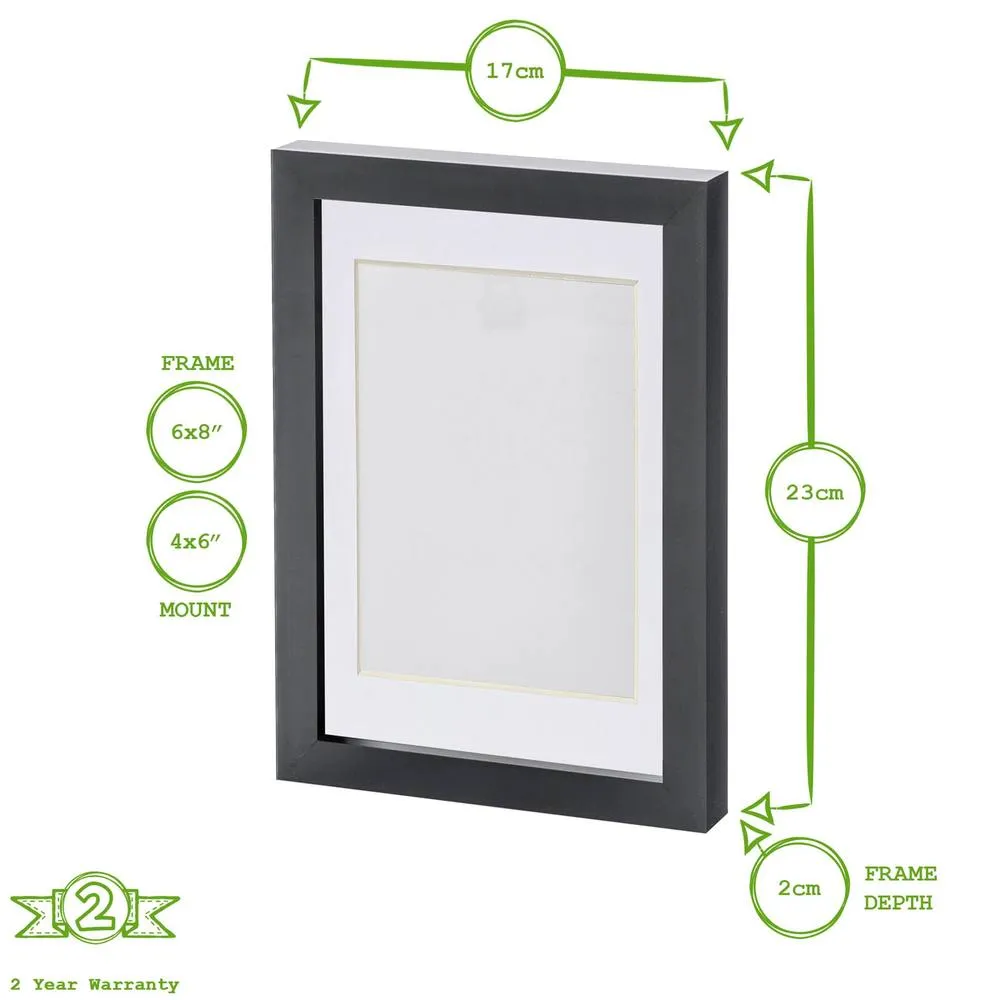 Nicola Spring Photo Frame with 4" x 6" Mount - A5 (6" x 8") - White Mount in Black 3