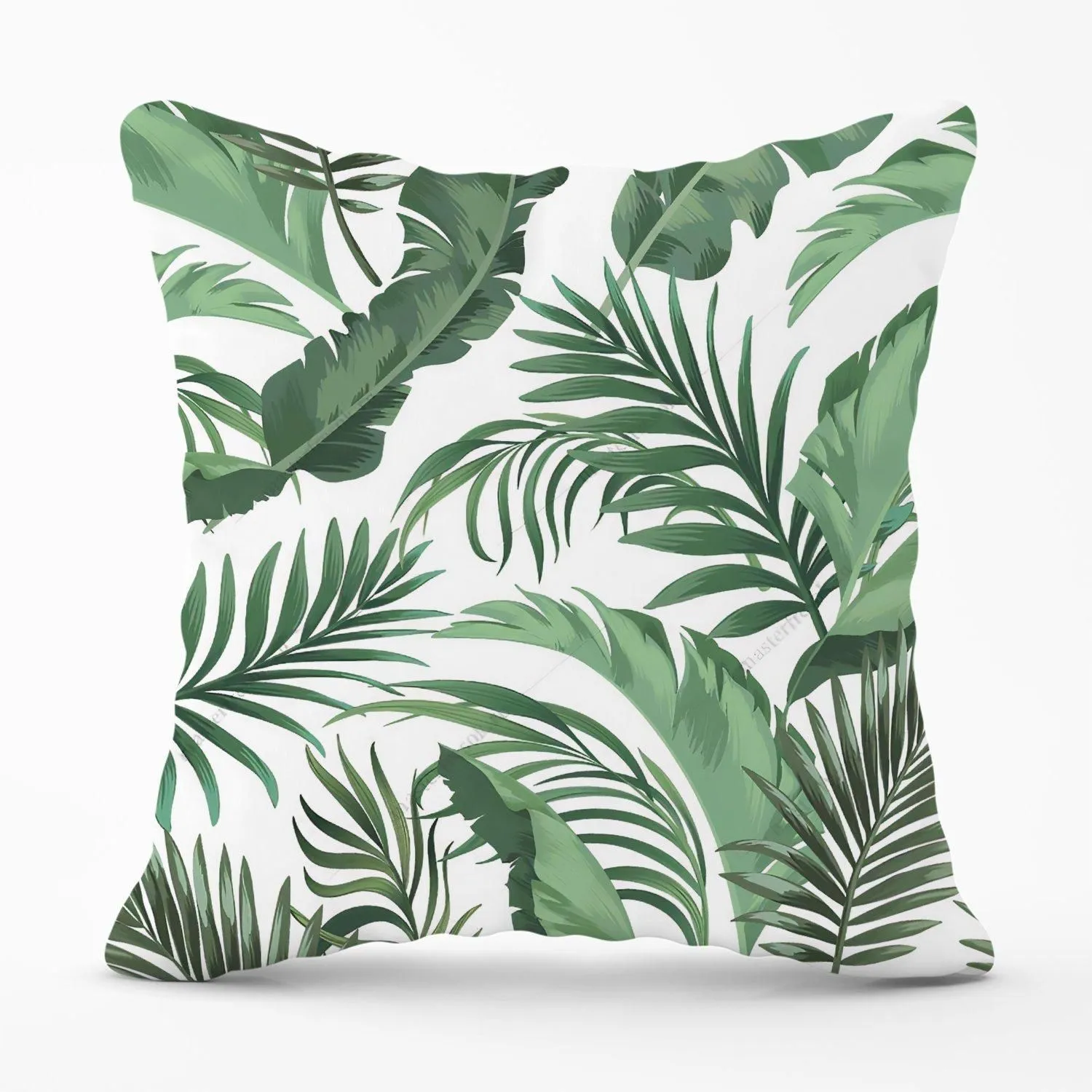 Warren Reed - Designer Trendy Tropical Leaves Outdoor Cushion in Green