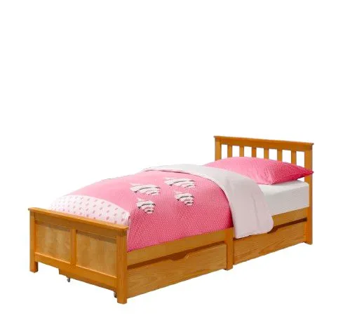 Comfy Living Ltd 3ft Wooden Bedframe With 2 Pull Out Drawers in Light Brown 3
