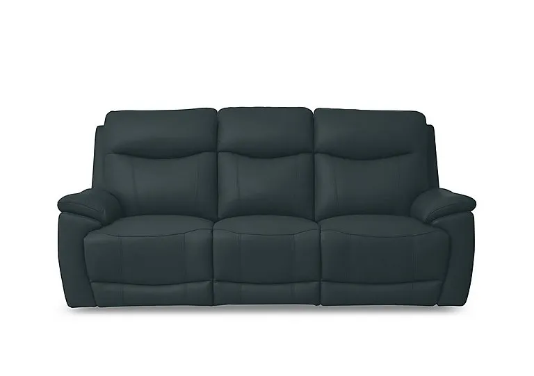 Sloane Leather 3 Seater 3 Cushion Power Recliner Sofa with Power Headrests - Peacock - Sofas and Armchairs