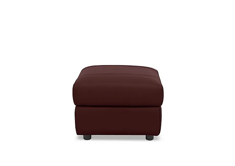 Raven Leather Footstool - Montana Ruby