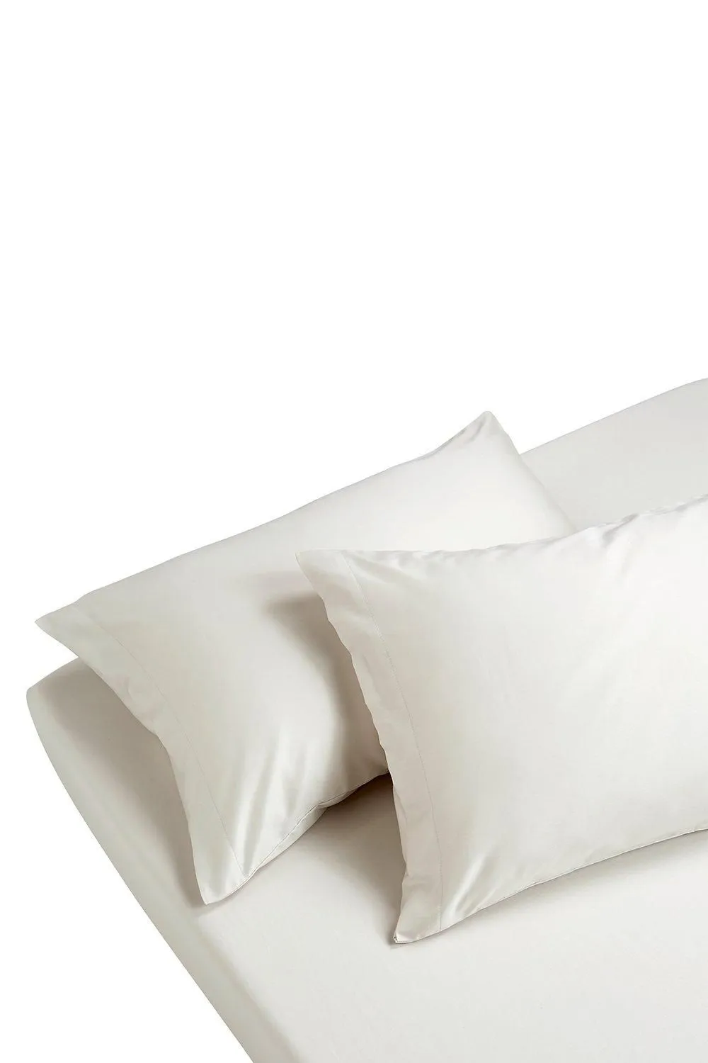 CHRISTY 400TC Luxury Cotton Sateen Plain Dye King Pillowcases Pair in Ivory 2