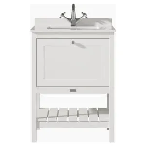 Bayswater Hartleigh Pointing White Traditional Freestanding Vanity Unit & 1 Tap Hole White Marble Top Basin - 600mm