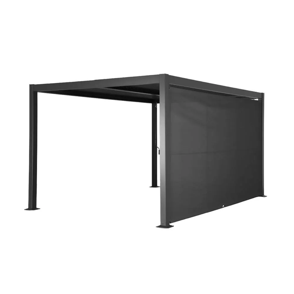sweeek Louvered pergola 4x3m & 4m awning in Dark Grey 2