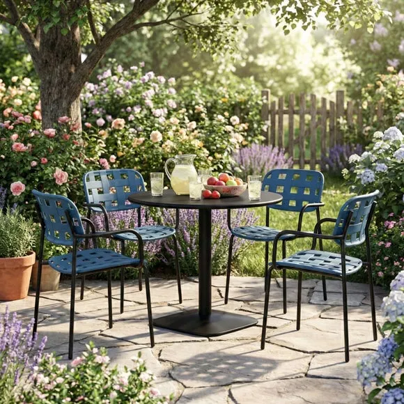 Modura Albin Round Table with 4 Karin Armchairs