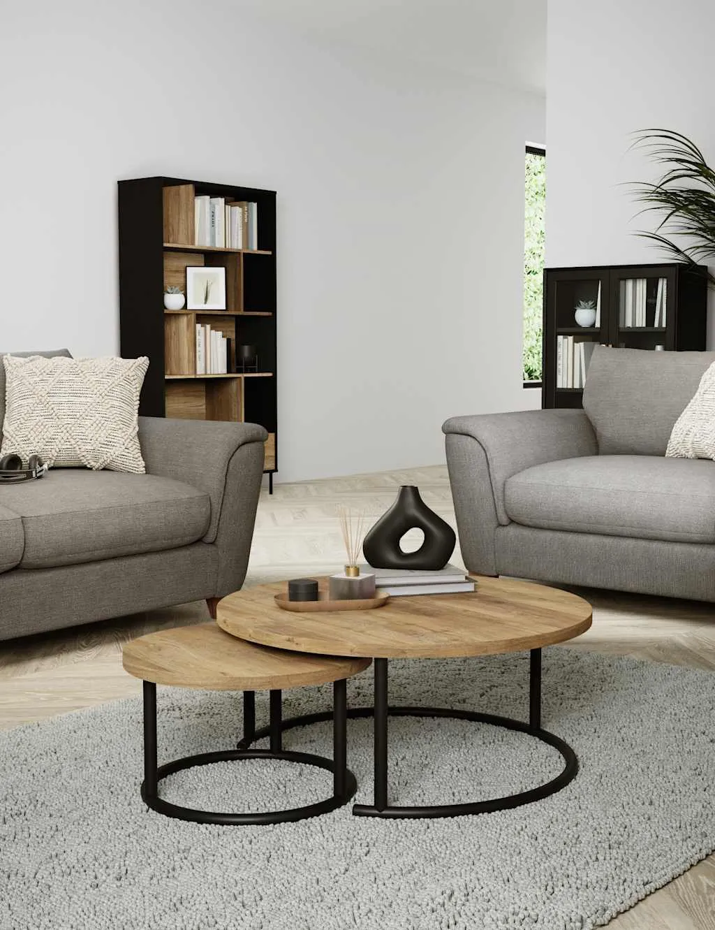 Gallery Direct Holt Wood Nesting Coffee Tables Natural Mix