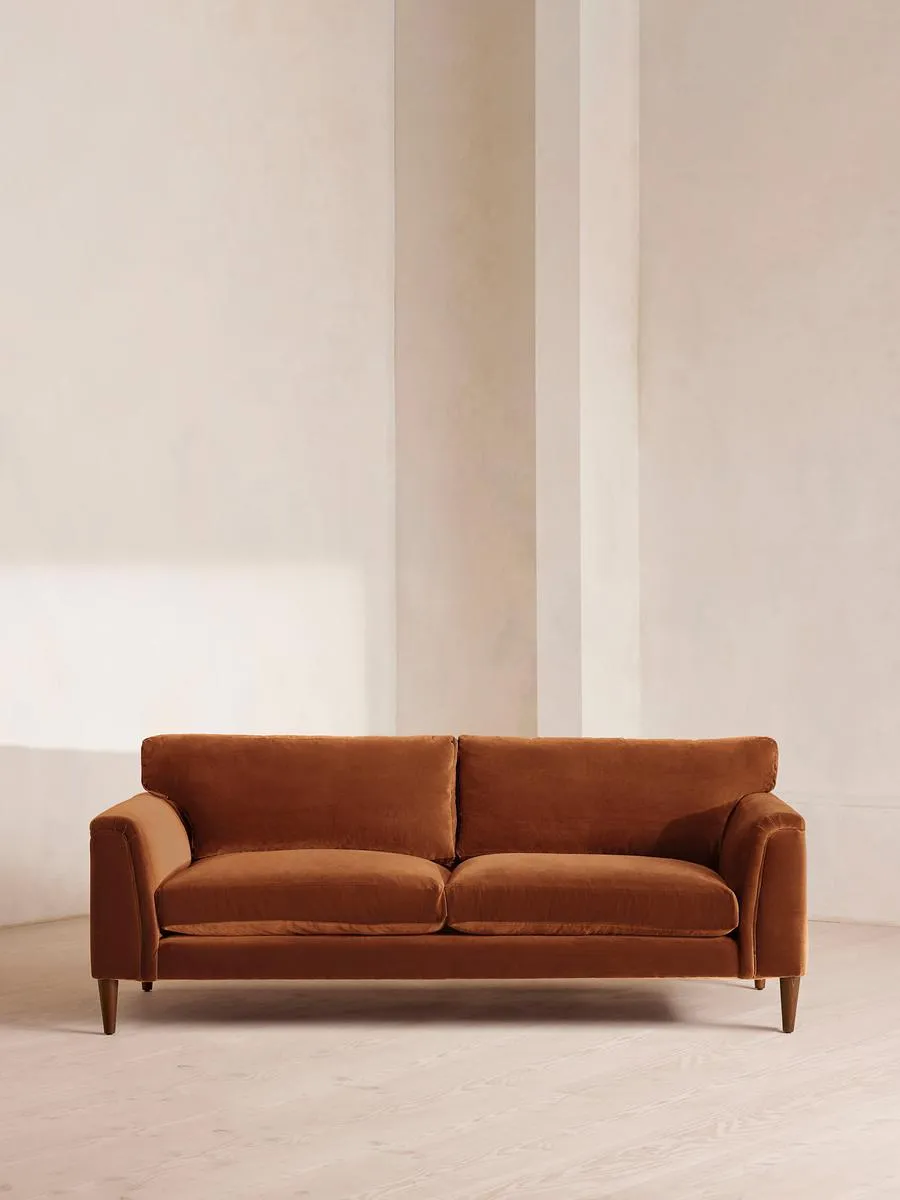 Reya Three Seater Sofa, Velvet, Cinnamon