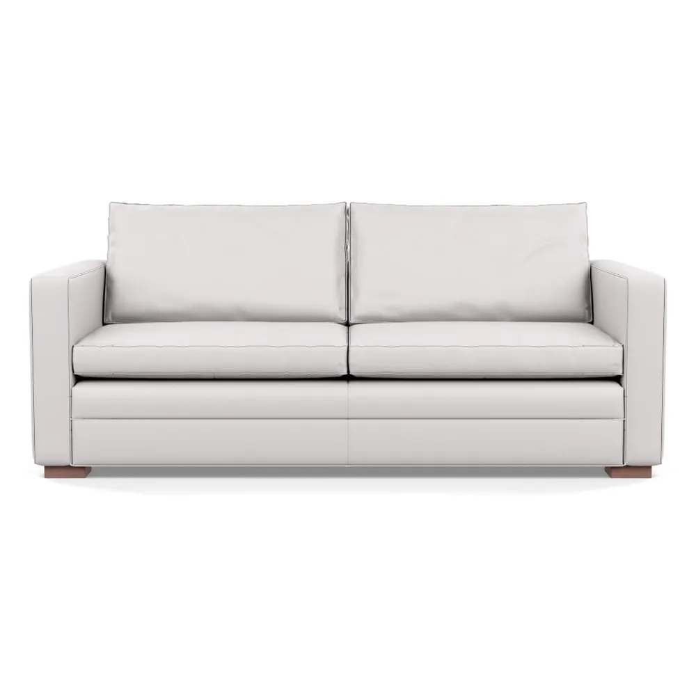 Heal's Palermo 3 Seater Sofa Leather Grain White 000 Walnut Feet 1
