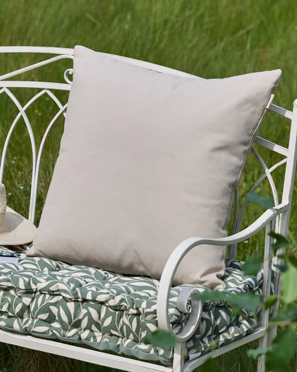 Dibor Plain Grey Cotton Indoor Outdoor Garden Chair Cushion L50cm x W50cm