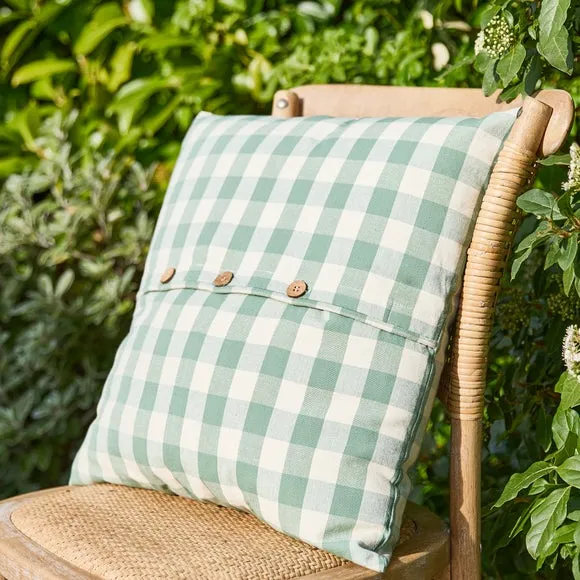 Gingham Buttoned Square Cushion 3
