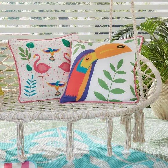 Tropical Flamingo Outdoor Cotton Filled Cushion