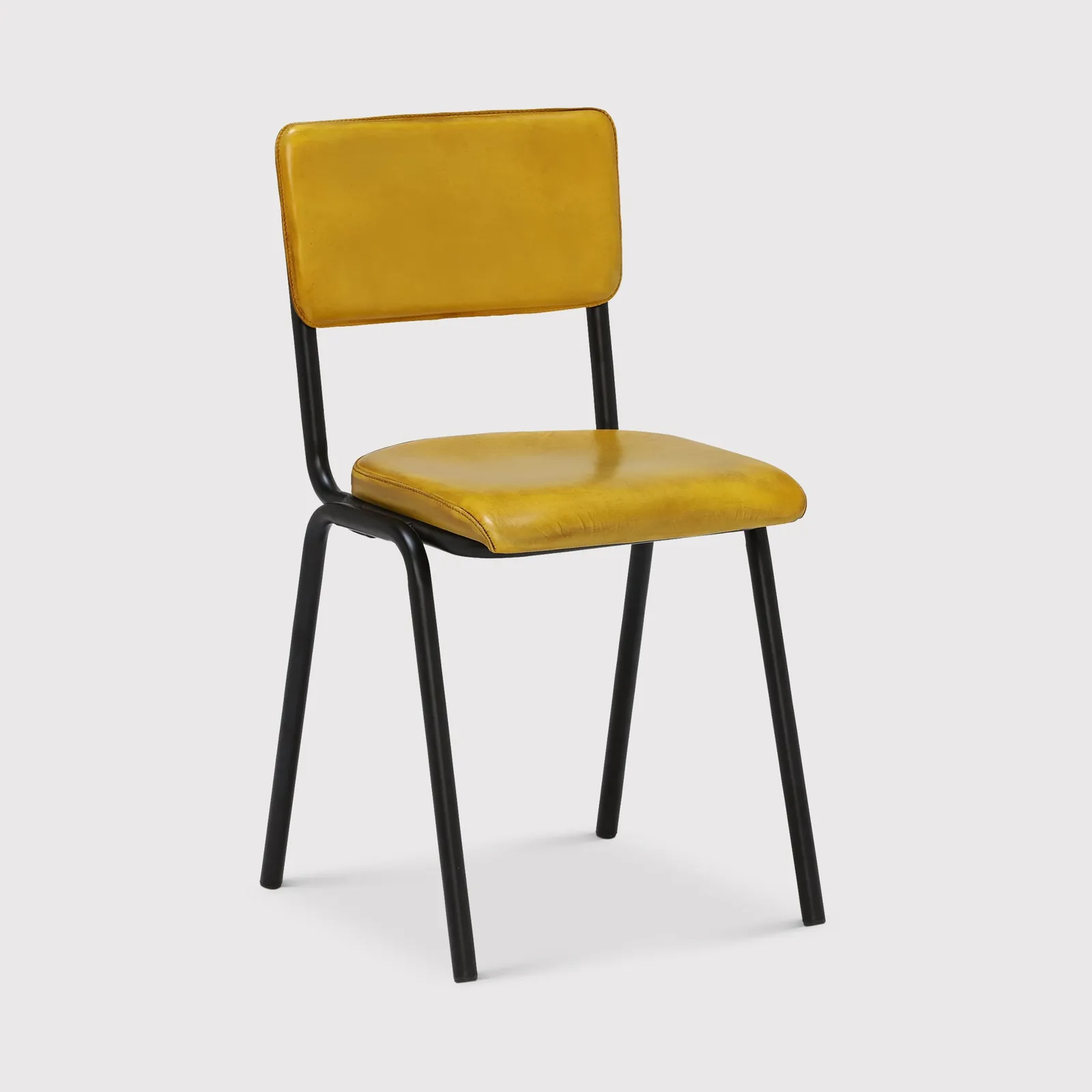 Pure Furniture Twyford Dining Chair, Yellow Leather | Barker & Stonehouse