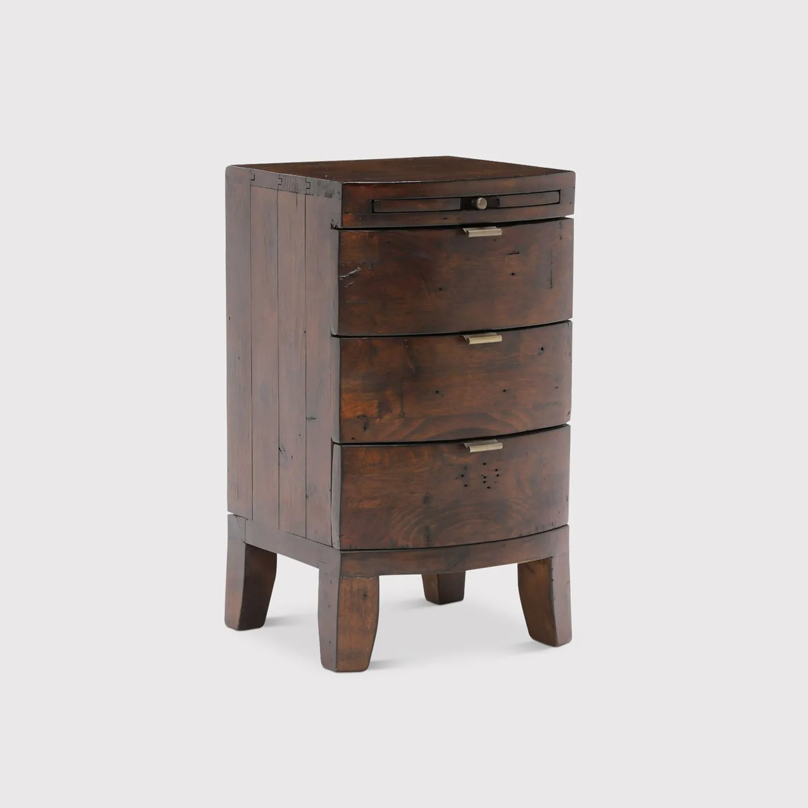 Navajos 3 Drawer Bow Front Bedside Table, Wood | Barker & Stonehouse