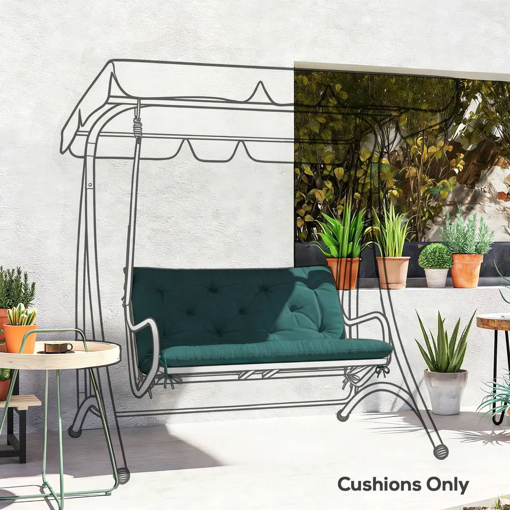 OUTSUNNY 2 Seater Garden Bench Cushion Outdoor Seat Pad with Ties in Green 2