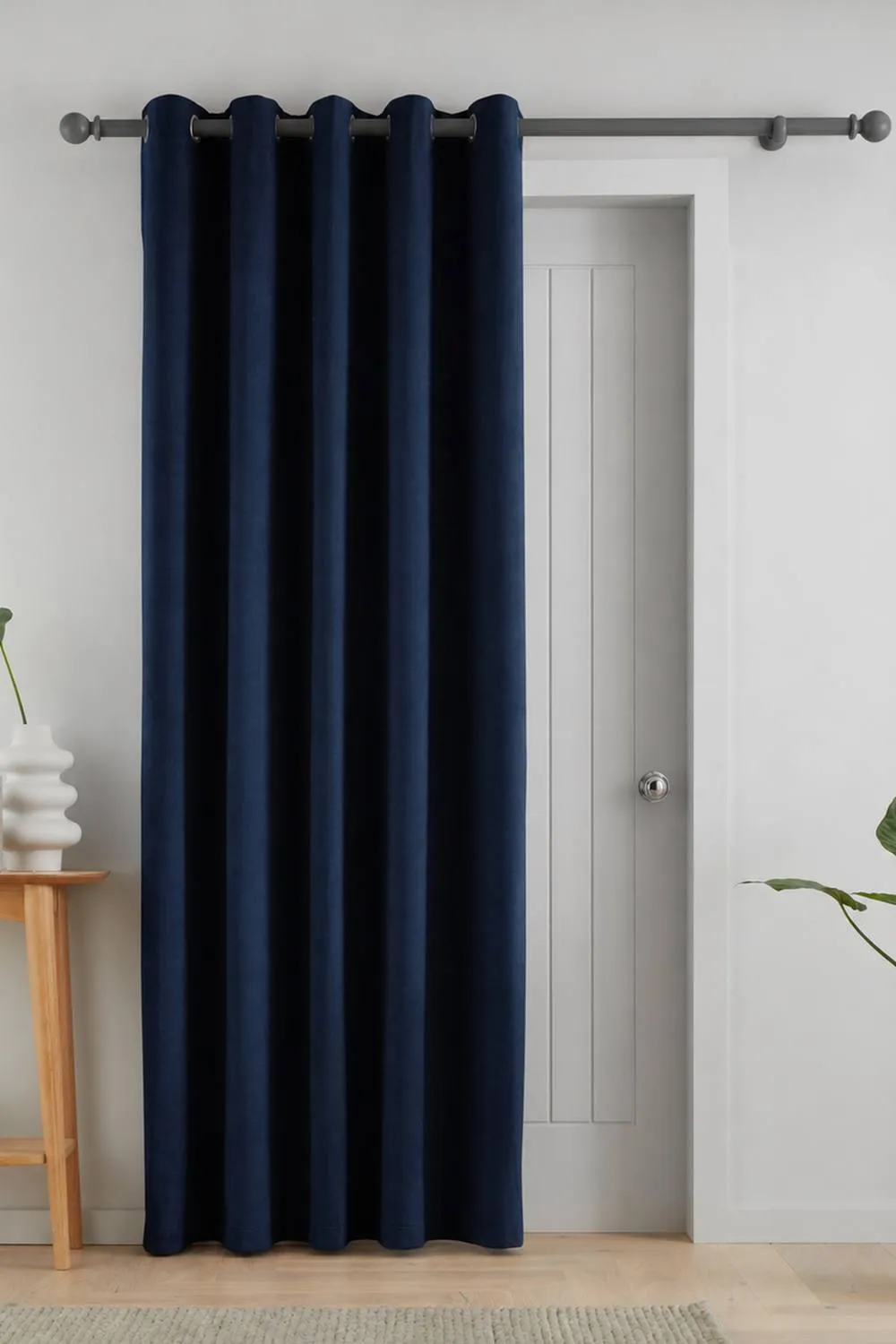 Catherine Lansfield 'Super Thermal Blackout Matt Velour' Eyelet Door Panel in Navy