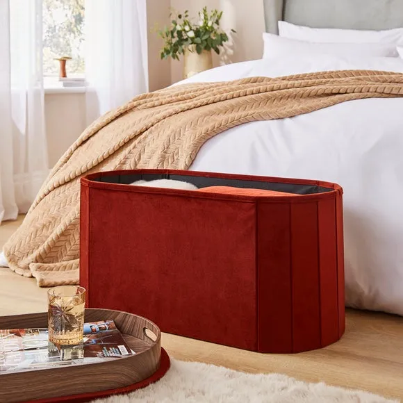 Recycled Velour Lozenge Ottoman with Tray 3