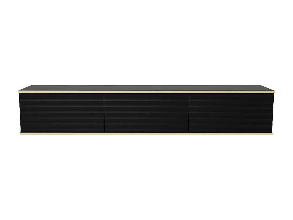Vente-unique Wall - Mounted TV Unit With 3 MDF Doors - Black & Gold - ALESAR 2