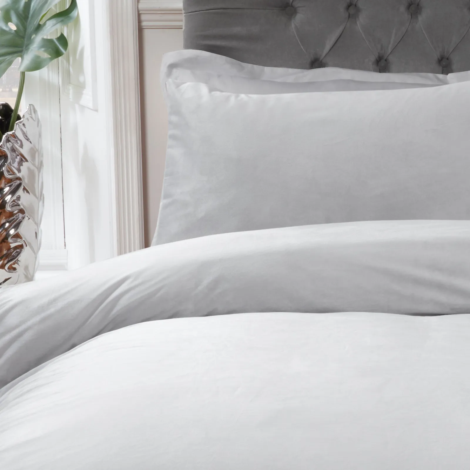 Smart LivingSingle Matt Velvet Duvet Set - SIlver, Silver 3