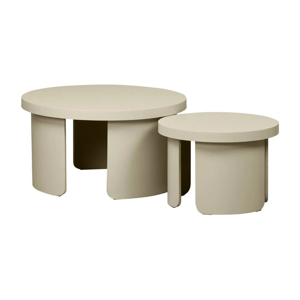 sweeek Set of 2 round nesting coffee tables in Beige 2