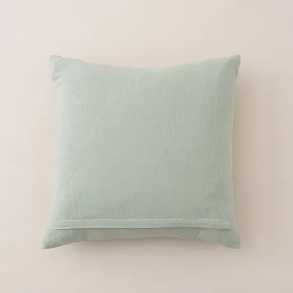 Embroidered Sparrow Cotton Square Cushion 5