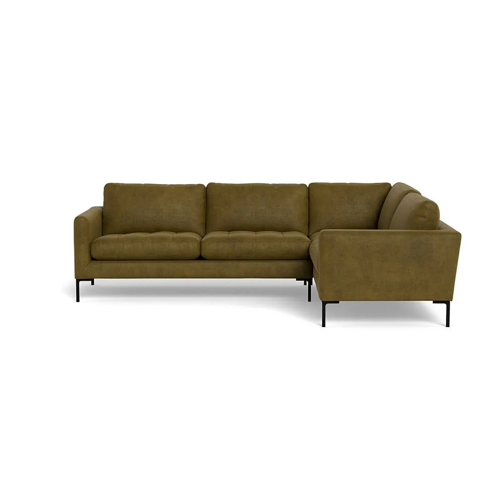 Heal's Eton Right Hand Facing Corner Sofa Smart Luxe Velvet Peridot Black Feet 1