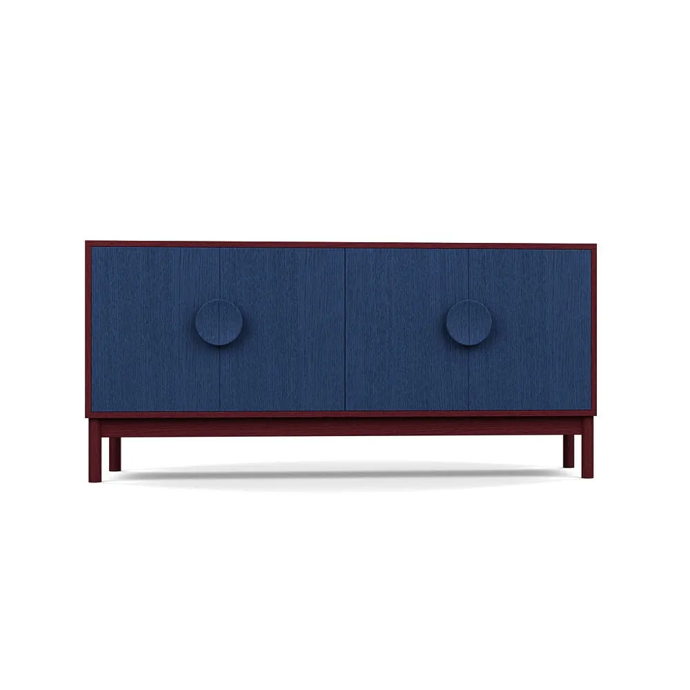 Heal's Tinta Sideboard Red Stain Frame Blue Stain Doors 1