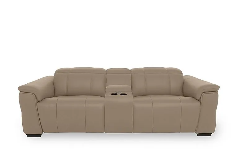 Inca NC Leather 3 Seater Power Recliner Sofa with Pop Up Light Console and Power Headrests - Barley