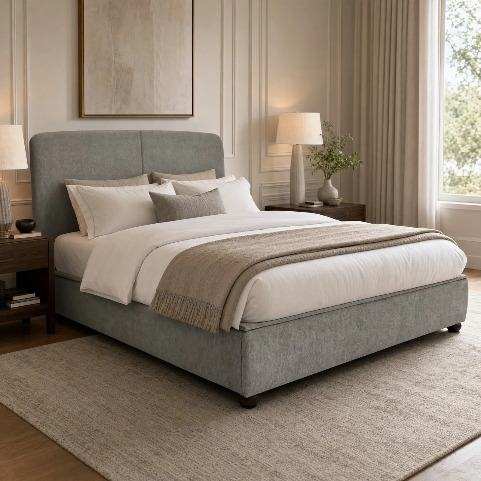 Allegra - Super King-Size - Ottoman Storage Bed - Warm Grey - Fabric - 6ft