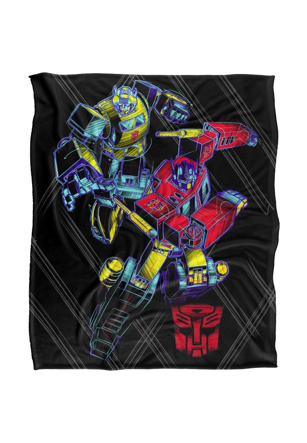 Transformers Sketchy Optimus & Bumblebee Silky Touch Super Soft Throw Blanket 152 X 127 cm in White