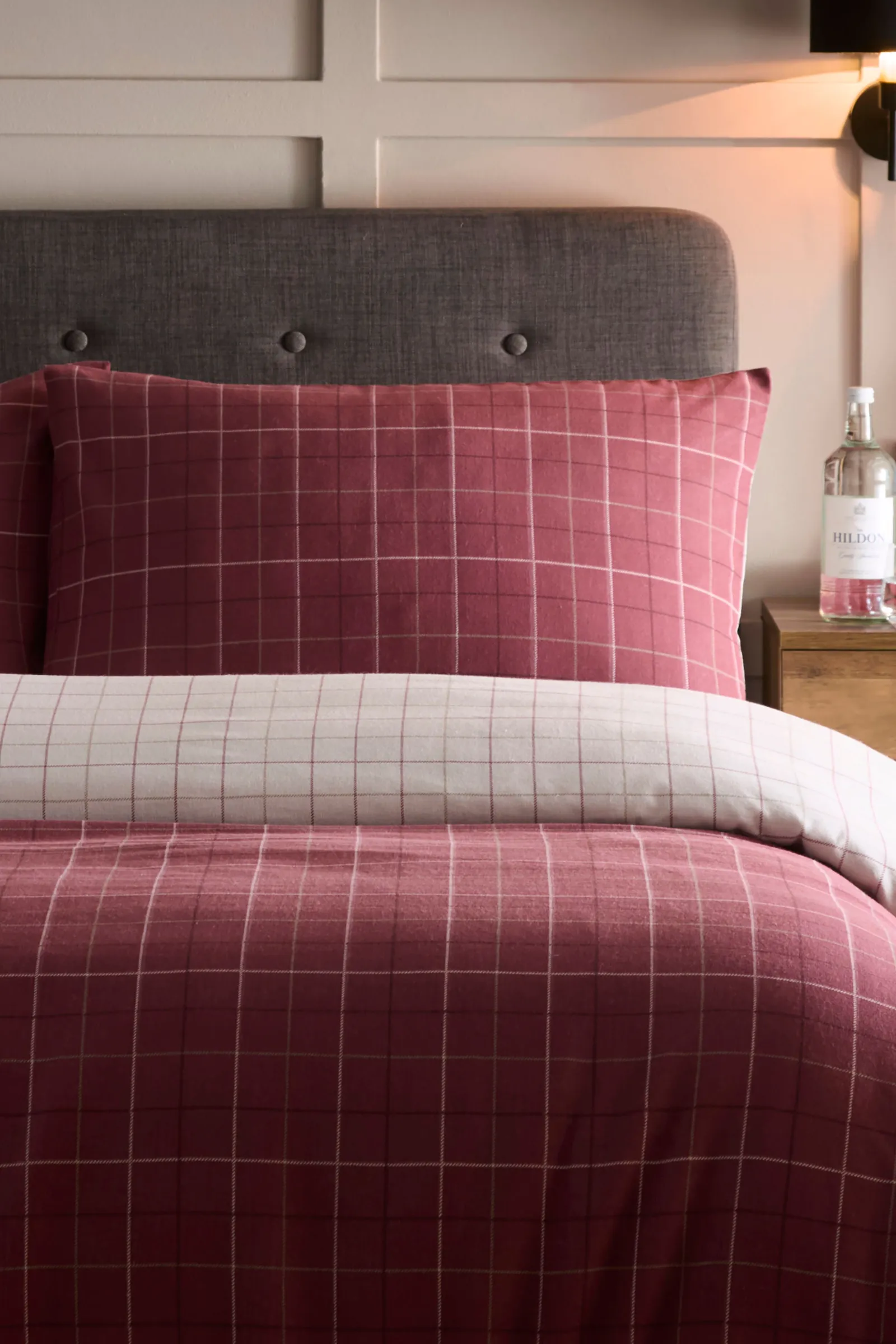 Dreams & Drapes 'Wynn' Check Print Brushed Cotton Duvet Cover Set in Burgundy 2