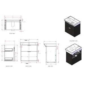 Wickes Nova Davos Oak Wall Hung Vanity Unit & Easton Basin - 635 x 600mm 2