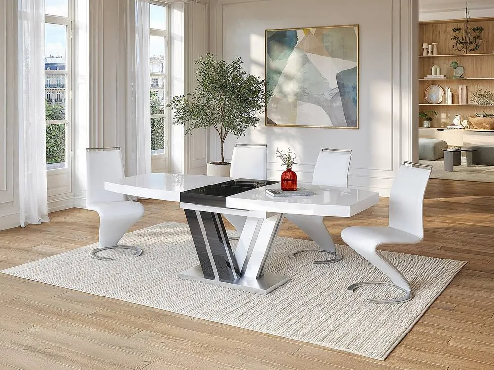 Vente-unique Extendable Dining Table - 6 To 8 Seats - Grey & White - Lacquereded 5