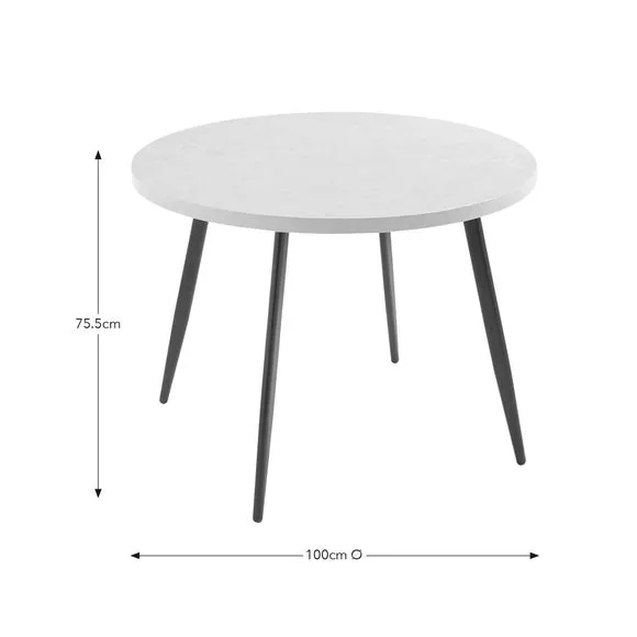 Zuri 4 Seater Round Dining Table, Concrete Effect 5