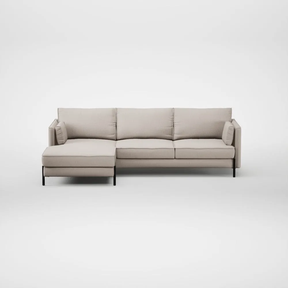 Heal's Tortona Left Hand Facing Corner Chaise Capelo Linen-Cotton Sesame Black Feet 2
