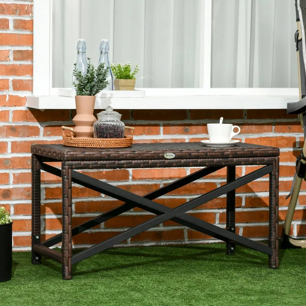 OUTSUNNY PE Wicker Outdoor Coffee Table w/ Full Woven Rattan Table Top in Brown