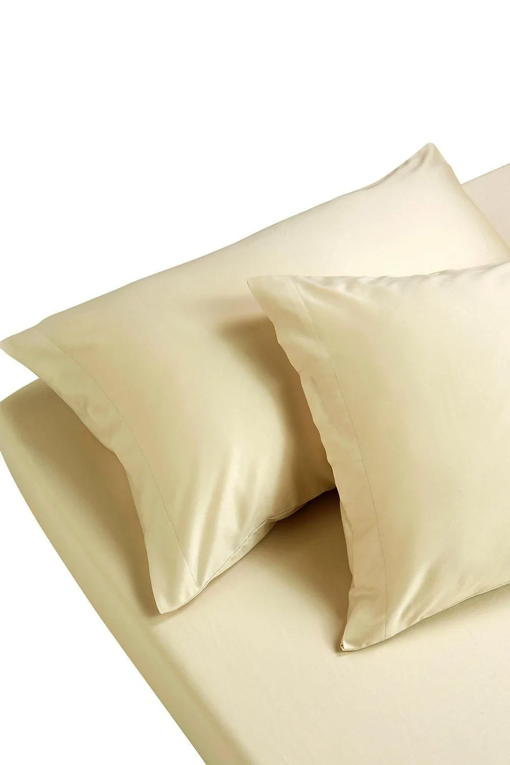 CHRISTY 400TC Luxury Cotton Sateen Plain Dye Bedding Fitted Sheets in Gold 3