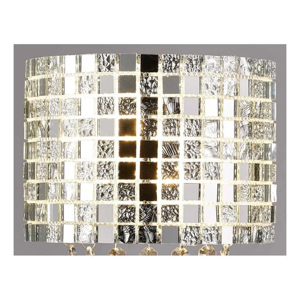 Netlighting Camden Wall Lamp 2 Light G9 Polished Chrome Mosaic Glass Crystal in Grey 4